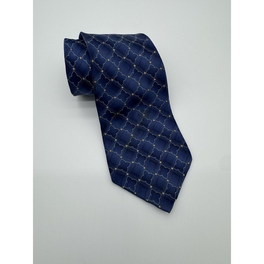 Arrow USA 1851 Blue Geometric Necktie Mens Classic Silk-Look Pattern 62"